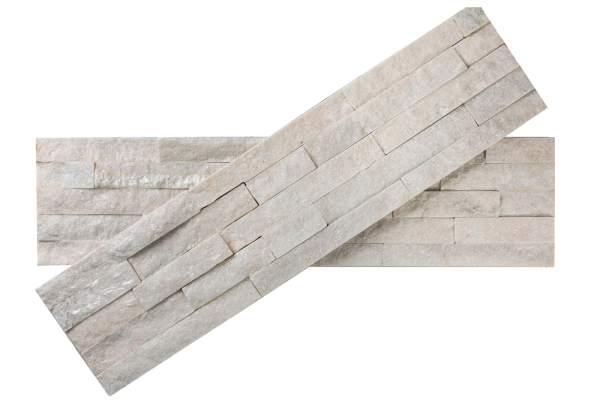Кварцит, 3D панель из камня, 600х150 мм, Classic White Quartz, 8 шт/уп