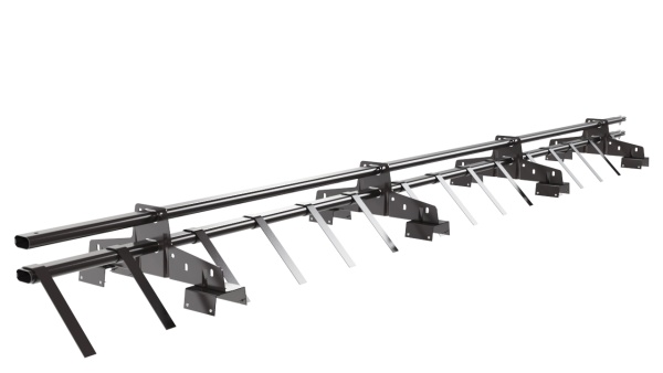 Снегозадержатель для профнастила Н-114 Borge L=3000 мм, 4 опоры, 2 трубы, овал 25х45 RAL 8019