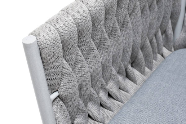 Стул из роупа, Монако, каркас алюминий светло-серый муар, роуп светло-серый 40 мм,ткань светло-серая