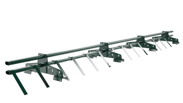 Снегозадержатель для профнастила Н-60, Н-75 Borge L=3000 мм, 4 опоры, 2 трубы, овал 25х45 RAL 6005