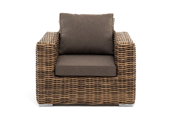 Кресло плетеное из искусственного ротанга, Палермо, цвет: соломенный