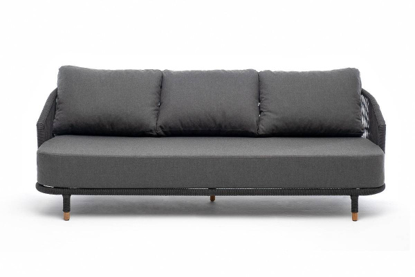 Диван 3-местный из роупа, Верона, карк алюм темно-серый муар,роуп темно-серый круг,ткань темно-серый