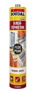 Герметик Soudal полиуретановый, FLEX PU 40, темно-серый, 300 мл