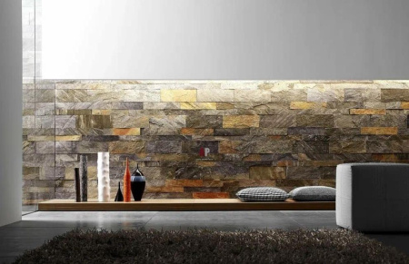 Кварцит, 3D панель из камня, 600х150 мм, Natural Zeera Green