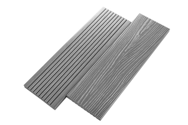 Террасная доска UnoDeck Solid полнотелая 150 мм, L= 4000 мм вельвет и тиснение, цвет: серый