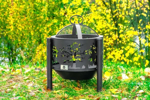 Костровая чаша на трубчатых ножках, Ø500, H=490 мм, "Деревья"