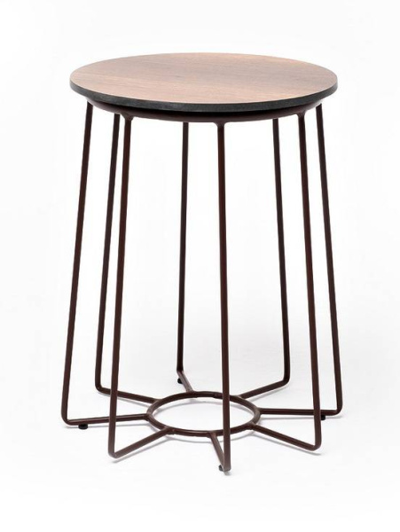 Стол журнальный из HPL, Эквадор, Ø 40, H 55 см, каркас алюминий коричневый муар, цвет столешницы дуб