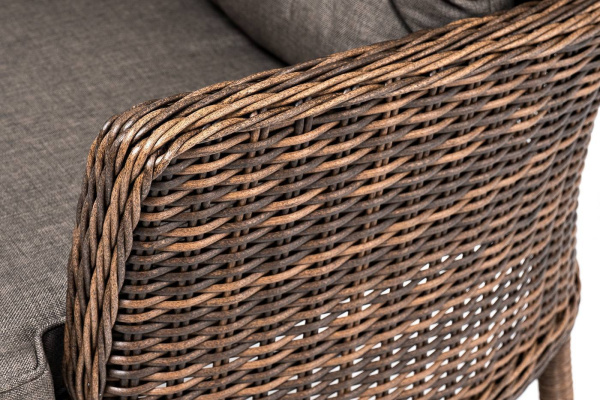 Кресло плетеное из искусственного ротанга, Алиса, с подушками коричневый
