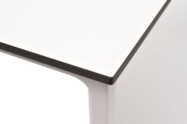 Стол обеденный из HPL 90х90 см, Малага, цвет: молочный, каркас белый