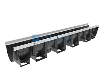 Лоток водоотводный пластиковый Gidrolica VS Line DN100, h150, с оц насадками