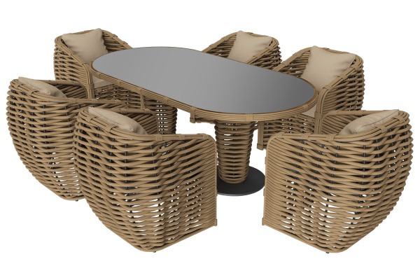 Стол обеденный Mokka Majorca, из искусственного ротанга, 200х100 см цвет: соломенный