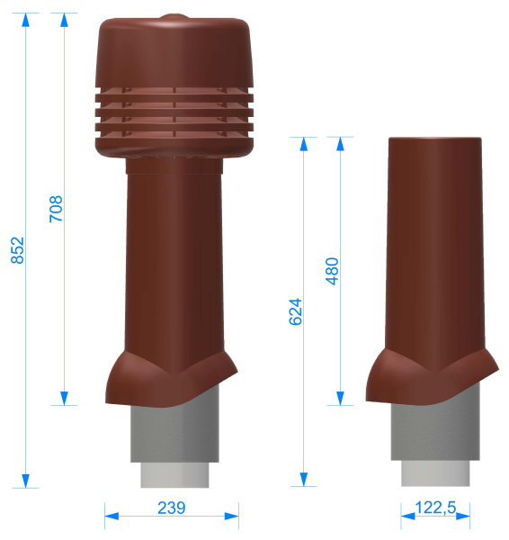 Вентиляционный выход Docke, 125/ ИЗ/ 500 темно-коричневый
