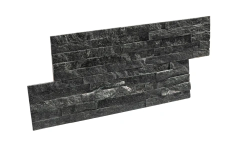 Кварцит, 3D панель из камня, 600х150 мм, Classic Black Quartz, 8 шт/уп