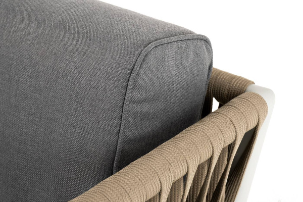 Диван 2-местный из роупа, Касабланка,карк алюм светло-серый муар,роуп серо-коричневый 23мм,ткань сер