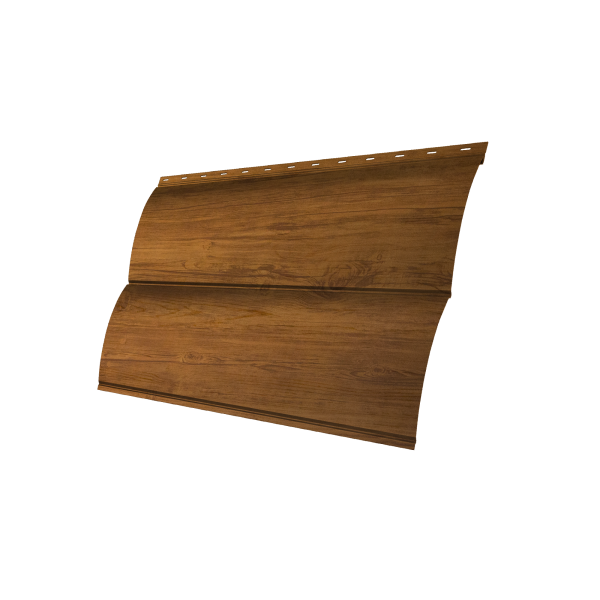 Металлический сайдинг Grand Line, Блок-хаус new 0.45 мм, Print Elite, Golden Wood TwinColor