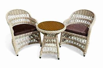 Комплект мебели Mokka Loreto, из искуственного ратанга, / 2 кресла, столик/ цвет: бежевый