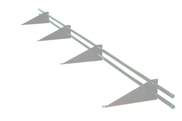 Снегозадержатель трубчатый RoofRetail, L=3000 мм, 4 опоры, 2 трубы, круг Ø25 мм RAL 7004