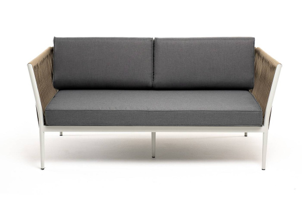 Диван 2-местный из роупа, Касабланка,карк алюм светло-серый муар,роуп серо-коричневый 23мм,ткань сер