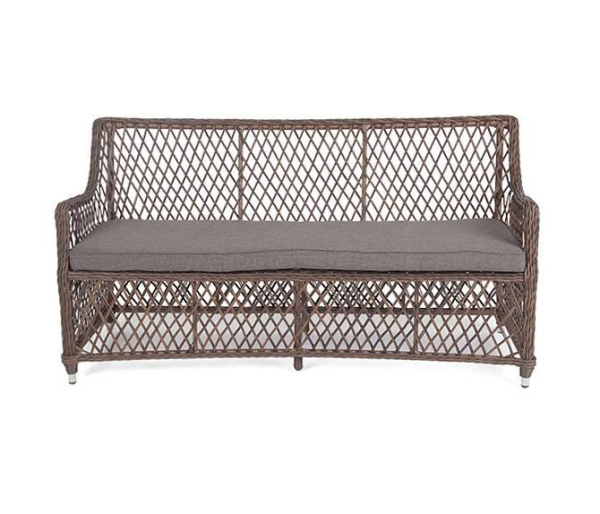 Диван 2-местный из искусственного ротанга, Латте коричневый