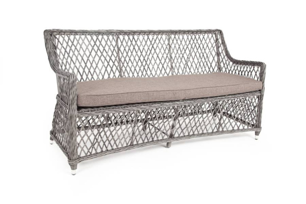 Диван 2-местный из искусственного ротанга, Латте графит