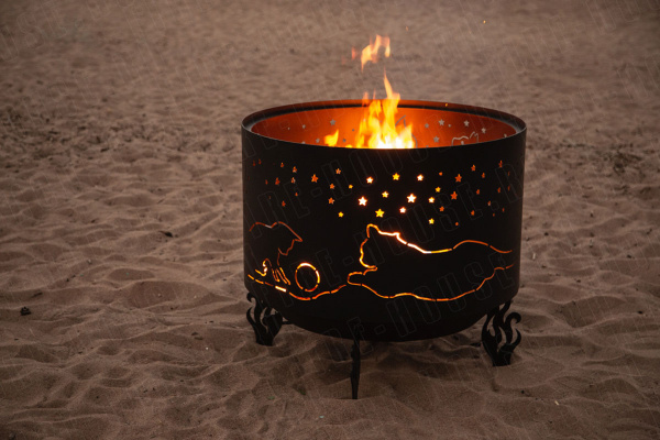 Костровая чаша с коническим дном, Ø600, Н=570 мм, "Коты и Звезды"