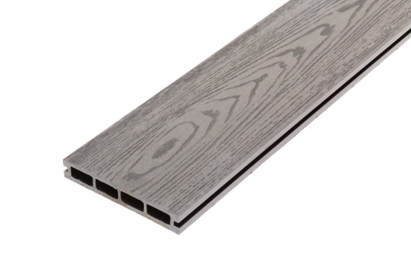 Террасная доска МПК из минерально-полимерного композита 140 мм, L= 6000 мм вельвет и тиснение, цвет: серый