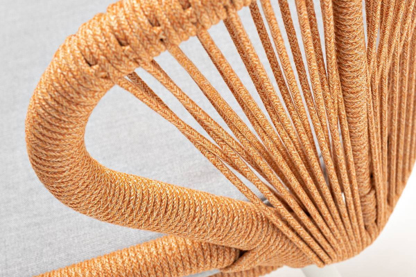 Стул из роупа, Милан, карк. алюминий светло-серый муар, роуп оранж меланж круг, ткань светло-серая