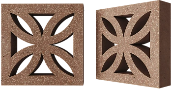 Декоративный бриз-блок Mesterra Cobogo, 250х250 мм 90 мм, 0201, терракотовый LUX