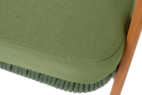 Кресло из роупа, Амстердам, каркас алюминий, роуп зеленый круглый, ткань зеленая