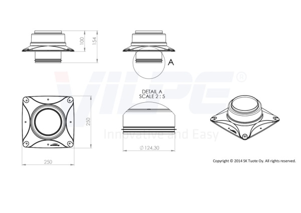 S-вентилятор Vilpe, Е120 S, 125 мм с основанием серый
