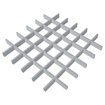 Потолок Грильято, решетка 100х100 мм, h = 40 мм, 0.32 мм, серебристый