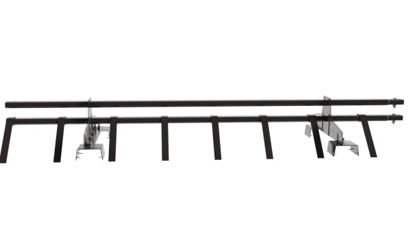 Снегозадержатель для профнастила Н-114 Borge L=1500 мм 2 опоры, 2 трубы, овал 25х45 RAL 8019 matt