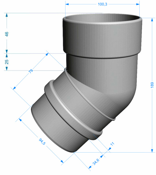 Колено трубы 72°, Docke Lux, Ø100 мм, цвет: латте