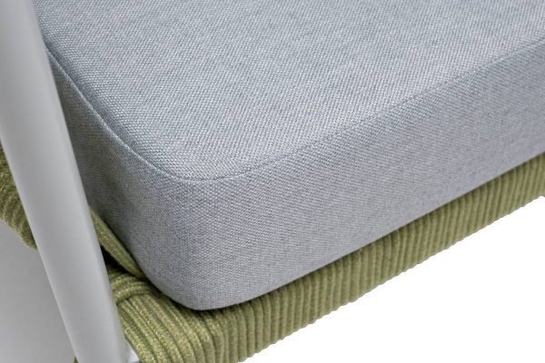 Диван 2-местный из роупа, Диего,карк алюм светло-серый муар,роуп салатовый меланж круг,ткань св.сера