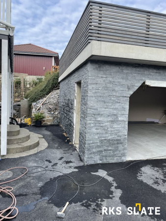 Кварцит, 3D панель из камня, 600х150 мм, Natural Silver Grey