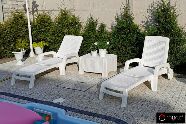 Шезлонг B:Rattan Miami складной, цвет: белый