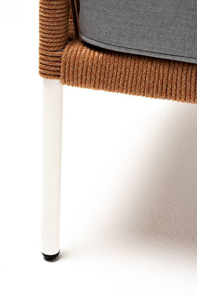 Кресло из роупа, Канны, каркас алюминий светло-серый муар,роуп оранж меланж круг.,ткань светло-серая