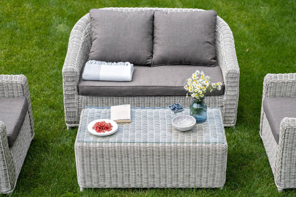 Стол журнальный из искусственного ротанга, Кон Панна цвет: бежевый