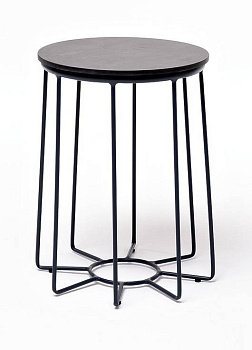 Стол журнальный из HPL, Эквадор, Ø 40 см, H 55 см, карк алюмин темно-серый муар, цвет: серый гранит