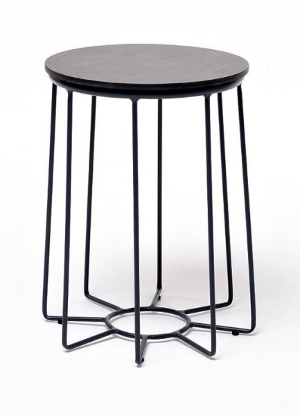 Стол журнальный из HPL, Эквадор, Ø 40 см, H 55 см, карк алюмин темно-серый муар, цвет: серый гранит