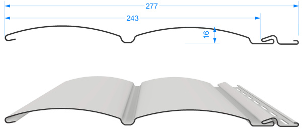 Виниловый сайдинг Docke, Блок-хаус D4.7Т, L=3600х243 мм. серия Lux Лиственница, цвет: Усурийский