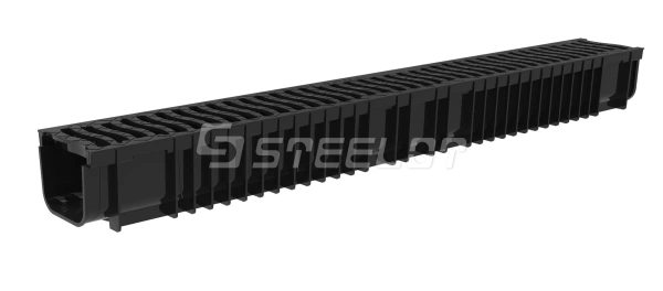 Лоток пластиковый SteePlain DN100 H100 с решеткой пластиковой, Кл.А