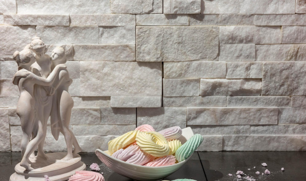 Кварцит, 3D панель из камня, 350х180 мм, Modern White Quartz