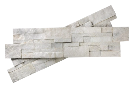 Кварцит, 3D панель из камня, 350х180 мм, Modern White Quartz