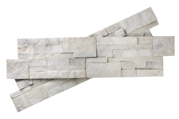 Кварцит, 3D панель из камня, 350х180 мм, Modern White Quartz