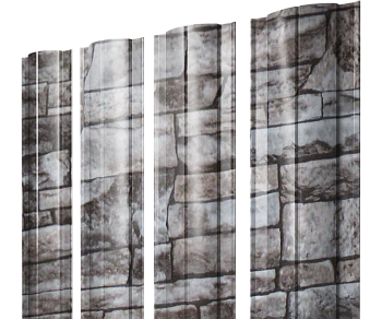 GL Штакетник Круглый с прямым резом 0.45 мм, Print Elite, Fine Stone TwinColor