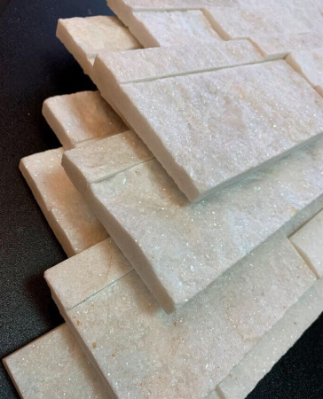 Кварцит, 3D панель из камня, 350х180 мм, Modern White Quartz
