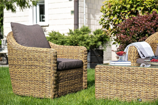 Стол журнальный из искусственного ротанга /гиацинт/, Кон Панна цвет: соломенный