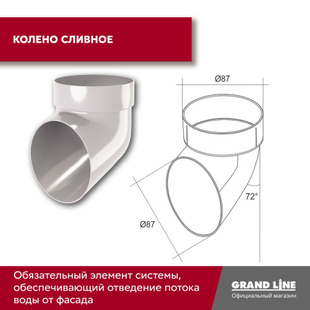 Комплект водосточной системы Классика 120 ПВХ Grand Line, 6 м/3м, белый