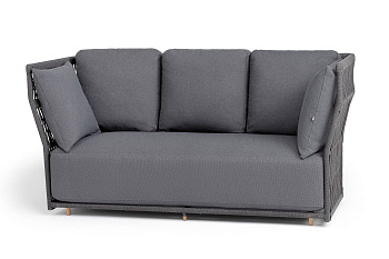 Диван 3-местный из роупа, Лугано, карк алюм темно-серый муар,роуп темно-серый круг,ткань темно-серая
